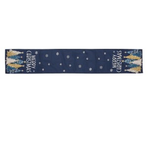 Unique Bargains Christmas Table Runner Gold Tone Star Christmas Tree Linen 72"x13" 1 Pc - 1 of 4