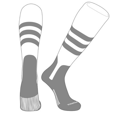 PEAR SOX OTC Baseball Softball Stirrup Socks (A, 7in) White, Silver, Silver