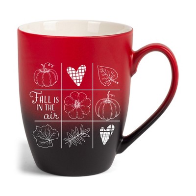 Elanze Designs Fall Is In The Air Two Toned Ombre Matte Red and Black 12 ounce Ceramic Stoneware Coffee Cup Mug