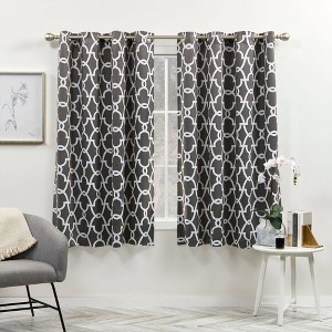 2pk 52"x96" Room Darkening Gates Sateen Woven Curtain Panels Dark Gray - Exclusive Home: Thermal Insulated, 96 Inch - 1 of 4