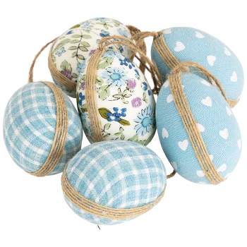 Northlight Easter Egg Ornament Decorations - 5.75" - Blue - Set of 6