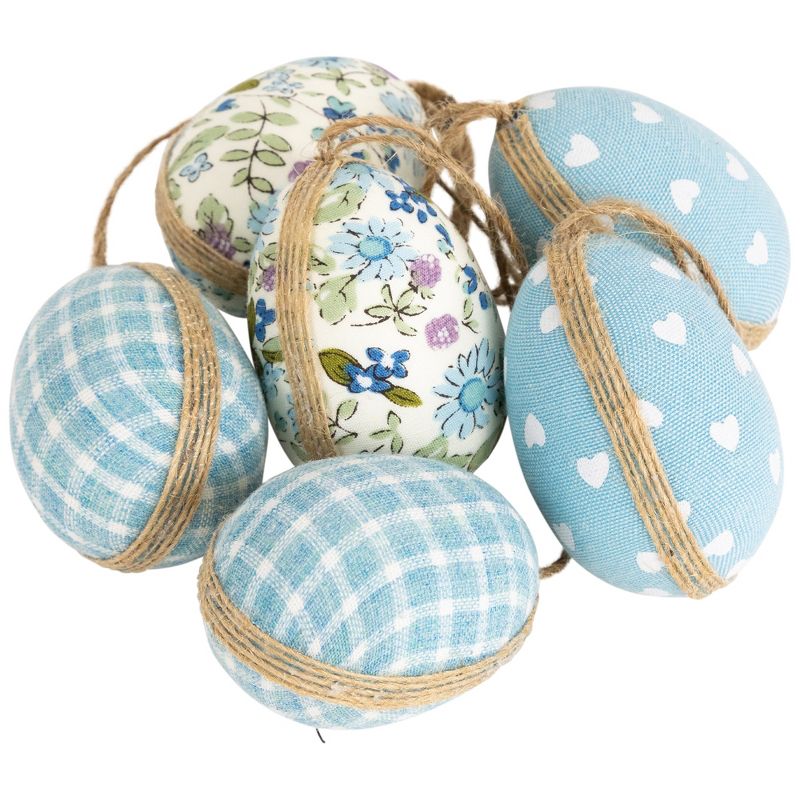 Northlight Easter Egg Ornament Decorations - 5.75" - Blue - Set of 6, 1 of 6