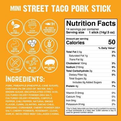 Righteous Felon Craft Jerky Lil Rebels Street Taco Mini Meat Sticks - 7oz/14ct