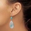 Chisel Stainless Steel Hammered with Imitation Turquoise and CZ Dangle Shepherd Hook Earrings - 4 of 4