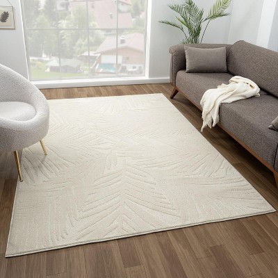 Luxe Weavers Floral Palm Leaf Cream Area Rug