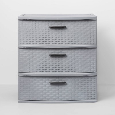 Sterilite Gray 3-Drawer Wide Weave Tower