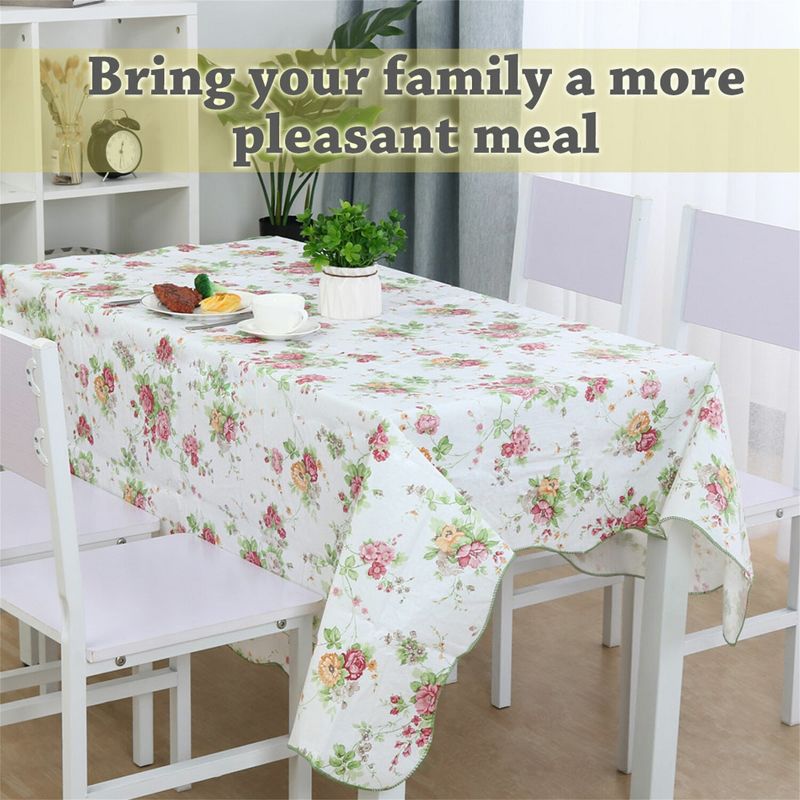 41"x60" Rectangle Vinyl Water Oil Resistant Printed Tablecloths Pink Rose - PiccoCasa, 3 of 5