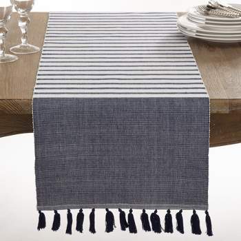 Saro Lifestyle Cotton Table Runner With Ribbed Tassel Design