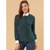 Allegra K Women's Point Collar Long Sleeve Dots Printed Button Down Shirt - 2 of 4