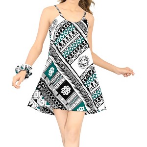 LA LEELA Women's Vacay Beach Summer Beachwear Dress Honeymoon Nightshirts Mini Slip Nighty - 1 of 4