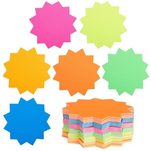 Juvale 120-Pack Bulletin Board Decorations, Blank Cutouts, Starburst Signs for Retail, Office Supplies, Sales, Poster Boards (6 Colors, 4x4 in) - 1 of 4