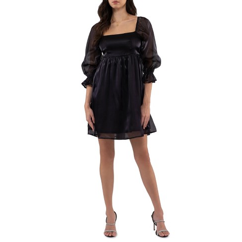 Black satin hot sale babydoll dress