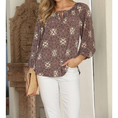 Women's Split-Neck Blouse - Veronica M