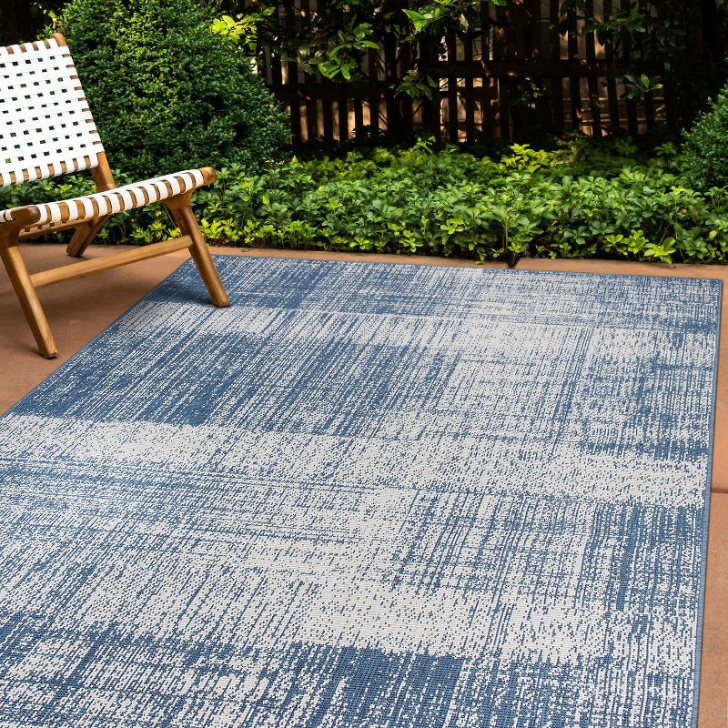World Rug Gallery Contemporary Distressed Boxes Weather Resistant Reversible Indoor/Outdoor Area Rug, 2 of 11