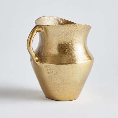 Elaina Small Gold Asymmetrical Aluminum Decorative Pitcher