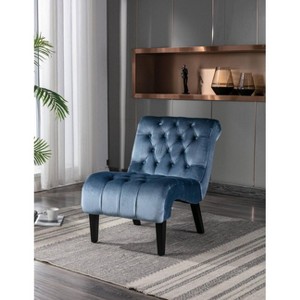 CAVINAS Velvet Upholstered Accent Chair with Wooden Legs,Modern Armless Chair,Leisure Chair for Bedroom,Reading Room - 1 of 4
