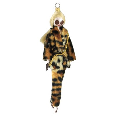 Italian Ornaments 7.0" Woman In Leopard Print Suit Ornament Lady Couture Elegant  -  Tree Ornaments