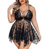 Avidlove Plus Size Lingerie Lace Babydoll Womens Teddy Chemise V Neck Nighty Mesh Sleepwear Front Slit Nightdress - 4 of 4