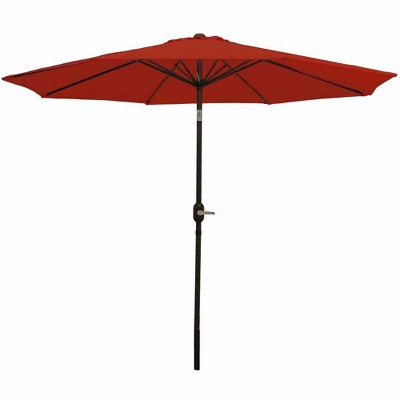 Sunnydaze Outdoor Aluminum Patio Table Umbrella with Polyester Canopy and Push Button Tilt and Crank - 9' - Burnt Orange