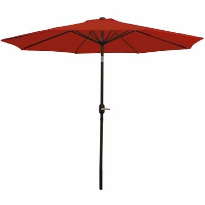 Sunnydaze Outdoor Aluminum Patio Table Umbrella with Polyester Canopy and Push Button Tilt and Crank - 9' - Burnt Orange