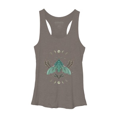Women's Design By Humans Luna and Moth By EpisodicDrawing Racerback Tank Top