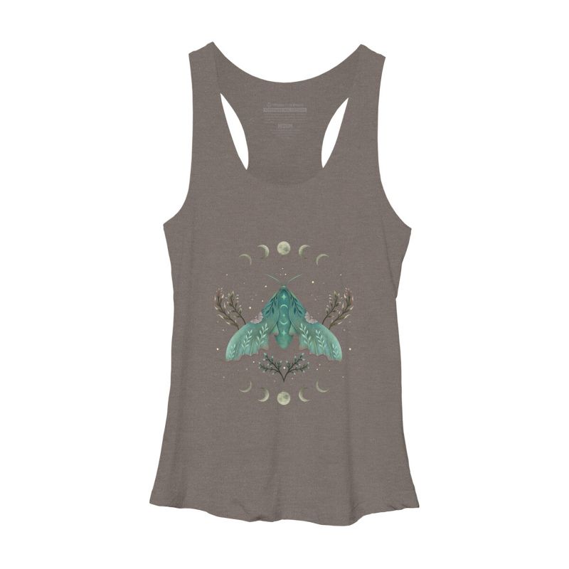 Women's Design By Humans Luna and Moth By EpisodicDrawing Racerback Tank Top, 1 of 4