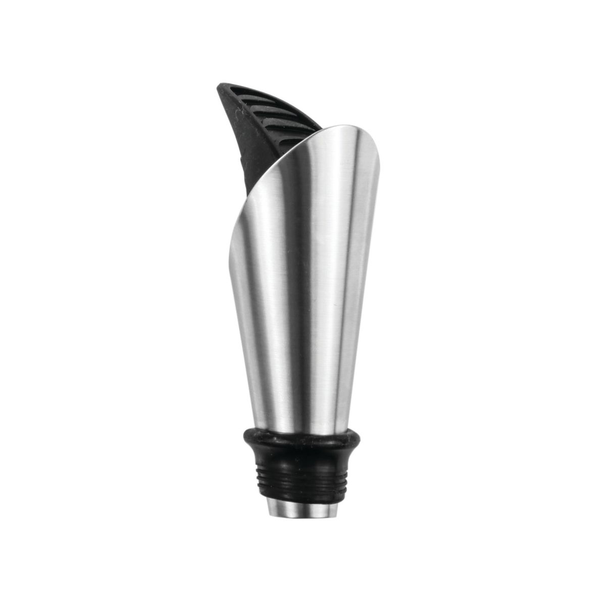 True Duo Black Bottle Stopper and Pourer, Drip-Free Silicone & Stainless Steel Pour Spout for Standard Wine Bottles, Wedding, Home Bar Gifts, Set of 1 - thumbnail 8