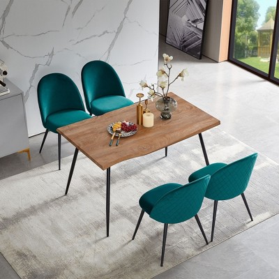 Sapphtopaz Dining Chairs Set of 4 Velvet Upholstered Side Chairs with Curved Lines Backrest and Metal Legs Chair for Dining Room, Living Room