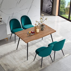 Sapphtopaz Dining Chairs Set of 4 Velvet Upholstered Side Chairs with Curved Lines Backrest and Metal Legs Chair for Dining Room, Living Room - 1 of 4