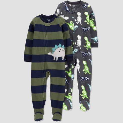 Toddler Boys Dino Footed Pajama Just One You Made By Carter S Blue Green Target