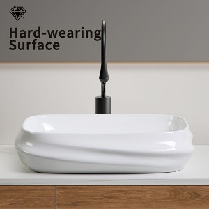 SEVOBAL Bathroom Sinks Modern Rectangular Ceramic Vessel Sink No Faucet Hole with Drain for Vanity and Powder Room, White, 26.9"*20.2"*9.2" - 1 of 4