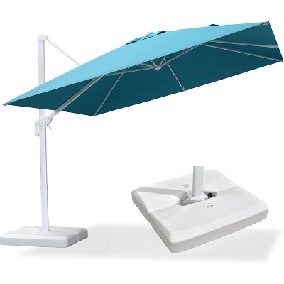 PURPLE LEAF Patio Umbrella White Cantilever Offset Umbrella Square Outdoor Umbrella with 360-degree Rotation for Garden Deck Pool