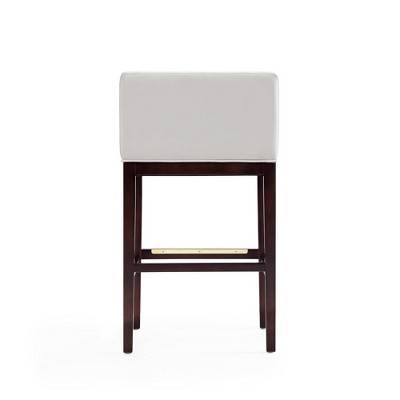 Figeac Mid-Century Beech Wood Barstool in Dark Walnut and Ivory