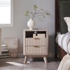 18" Modern Fluted Nightstand with Charging Station, Side Table with Faux Marble Top for Bedroom, Living Room - 2 of 4