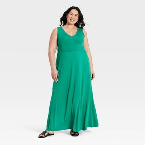 Women's Knit Maxi A-Line Dress - Ava & Viv Green 1X : Target