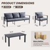 Maggift Patio Seating Set with 2 Single Sofas, 3 Seater Sofa and Coffee Table for Garden, Backyard, Balcony, Gray, 27.56"*27.56"*32.09" - 2 of 4