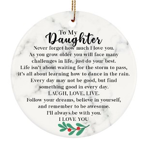 to My Daughter Christmas Ornament from Mom and Dad, Daughter Double-Side Printed 3” Ceramics - 1 of 4