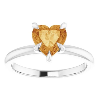Pompeii3 7mm Citrine Women's Heart Ring in 14k Gold 7mm Tall
