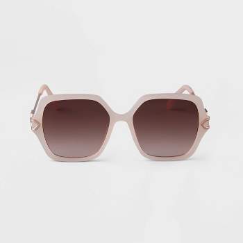 Women's Oversized Square Matte Sunglasses - A New Day™ Ivory