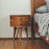HomeRoots 20" Brown And Oak Solid Wood Oval Two Drawer Nightstand - 2 of 4