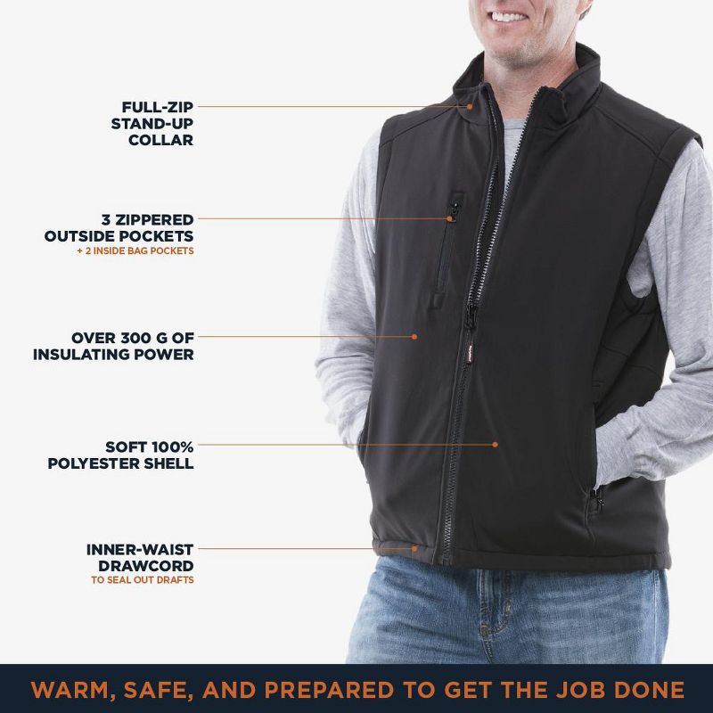 RefrigiWear Men's Warm Insulated Softshell Vest with Micro-Fleece Lining, 3 of 7