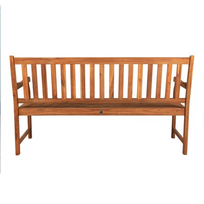 Laurel 59" Teak Acacia Wood Slat-Back Outdoor Garden Bench