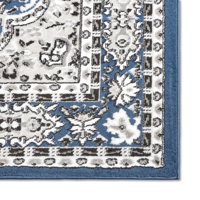Midnight Blue Medallion Reversible Runner Rug