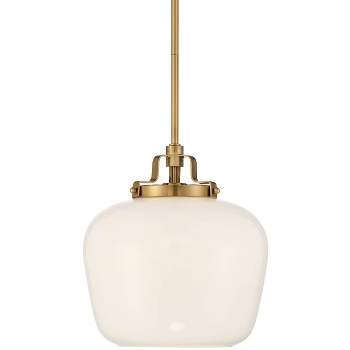 Possini Euro Design Gold Pendant 13" Wide Modern Opal White Glass Shade for Dining Room Living House Home Foyer Kitchen Island Entryway High Ceilings
