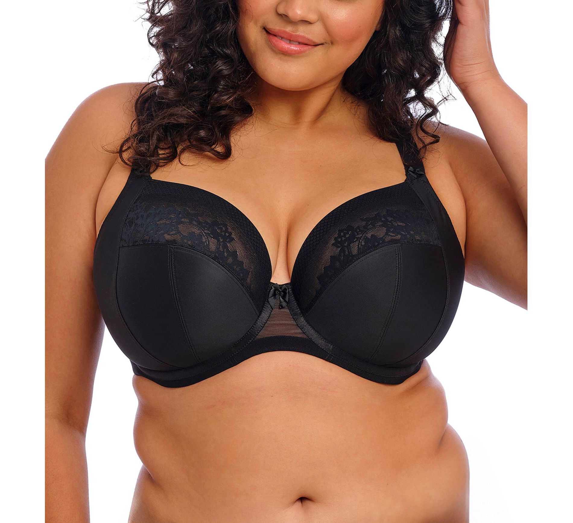 Elomi Women's Nerina Stretch Lace Plunge Underwire Bra,42HH,Black