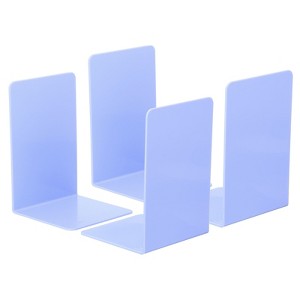 Unique Bargains Acrylic L-shaped Smooth Rounded Corner Book Ends - 1 of 4