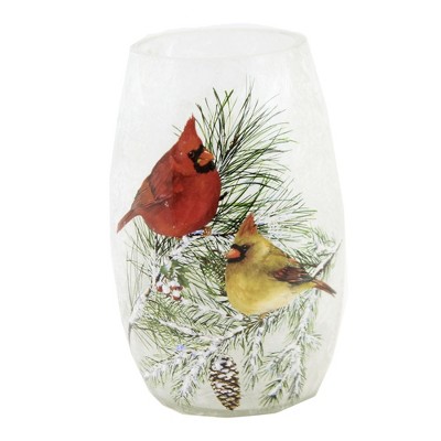 Stony Creek 5.0" Christmas Cardinal Small Vase Red Birds Pre-Lit Electric  -  Novelty Sculpture Lights
