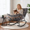 2PCS Papasan Rocking Chair with Footrest, Oversized PE Rattan Lounge Chair with Removable Cushion, for Patio & Living Room - 3 of 4
