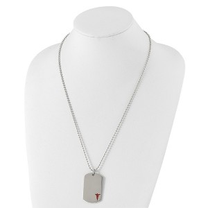 Chisel Stainless Steel Polished with Red Enamel Medical ID Dog Tag on a 24" Ball Chain Necklace - 1 of 3