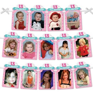 Big Dot of Happiness Girl 13th Birthday - DIY Official Teenager Birthday Party Decor - Picture Display - Photo Banner - 1 of 4
